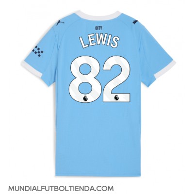 Camiseta Manchester City Rico Lewis #82 Primera Equipación Replica 2025-26 para mujer mangas cortas Camiseta Manchester City Rico Lewis #82 Primera Equipación Replica 2025-26 para mujer mangas cortas